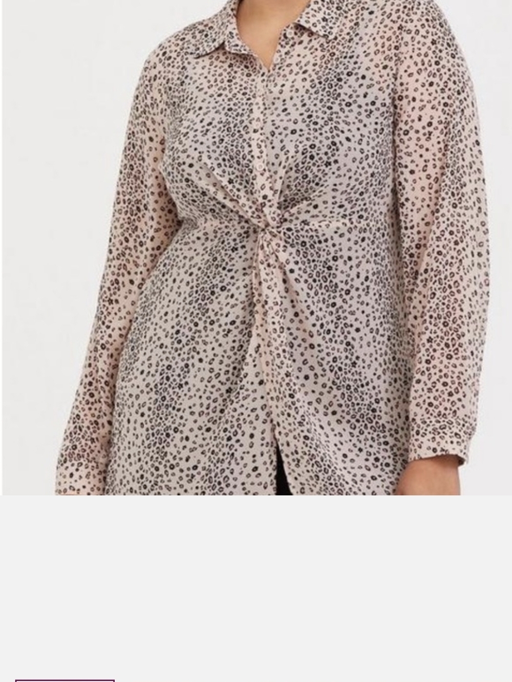 torrid Blush Pink Leopard Print Button-Up Blouse Twist Front Sz Large